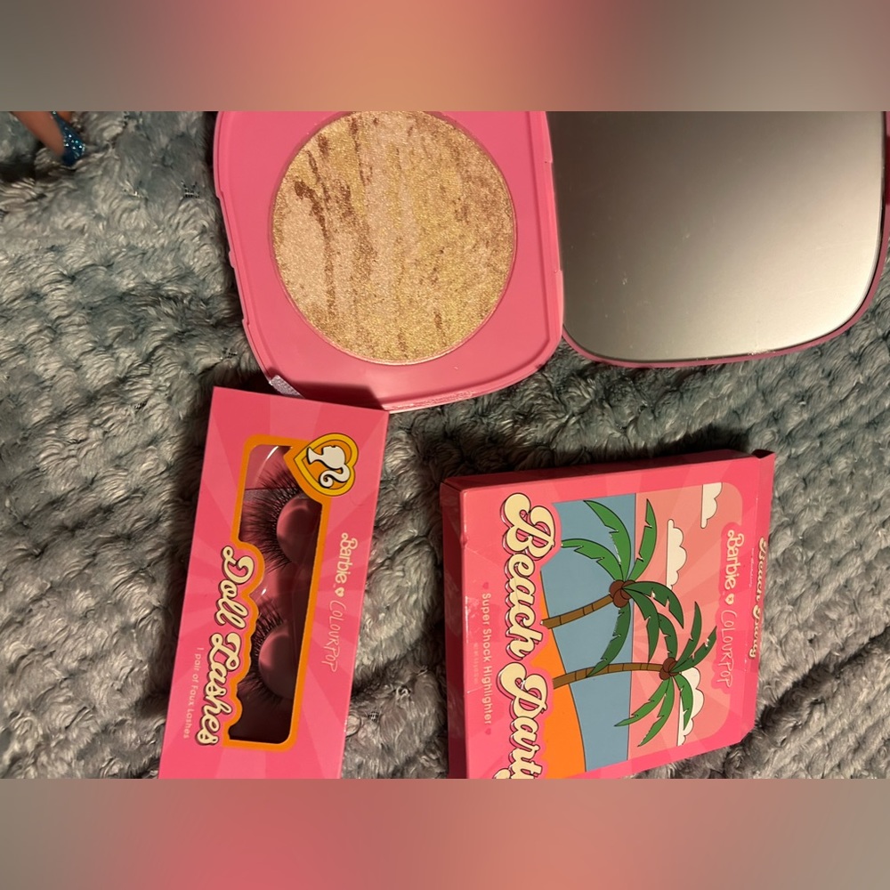 Barbie colourpop lashes and highlighter